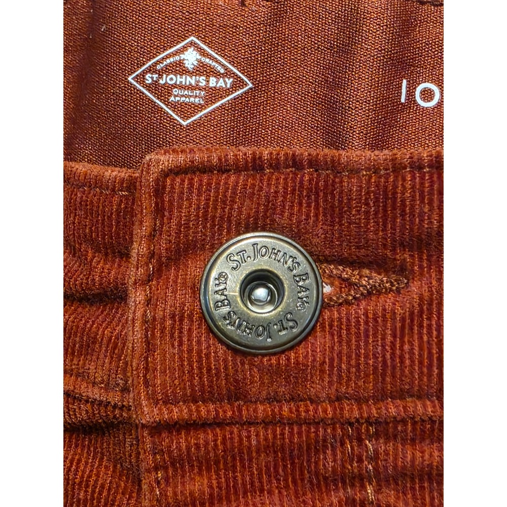 St. John's Bay Rust Orange Corduroy Pants Straight Leg 10 Petite 10P Fall Boho - Picture 3 of 10